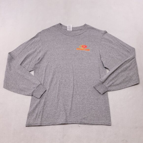 Jerzees Long Sleeve Pullover Casual T-Shirt Adult Mens Size Medium M Gray - Picture 2 of 11